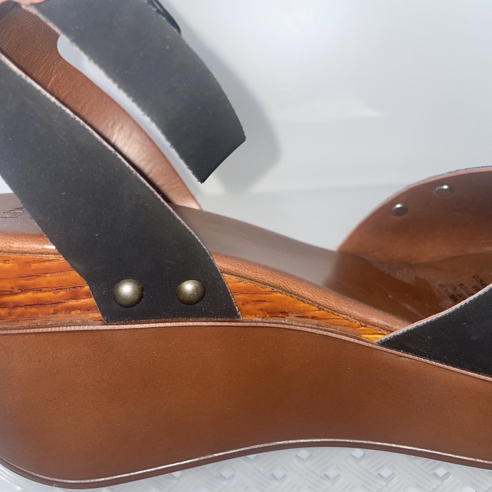 Polo Ralph Lauren Black Suede Block Heel Ankle Strap Sandal Women's Size 7.5 - Picture 7 of 11